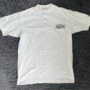 Vintage 90’s Gray Seinfeld Sitcom Stitched Three-Button Stitched Henley T-Shirt